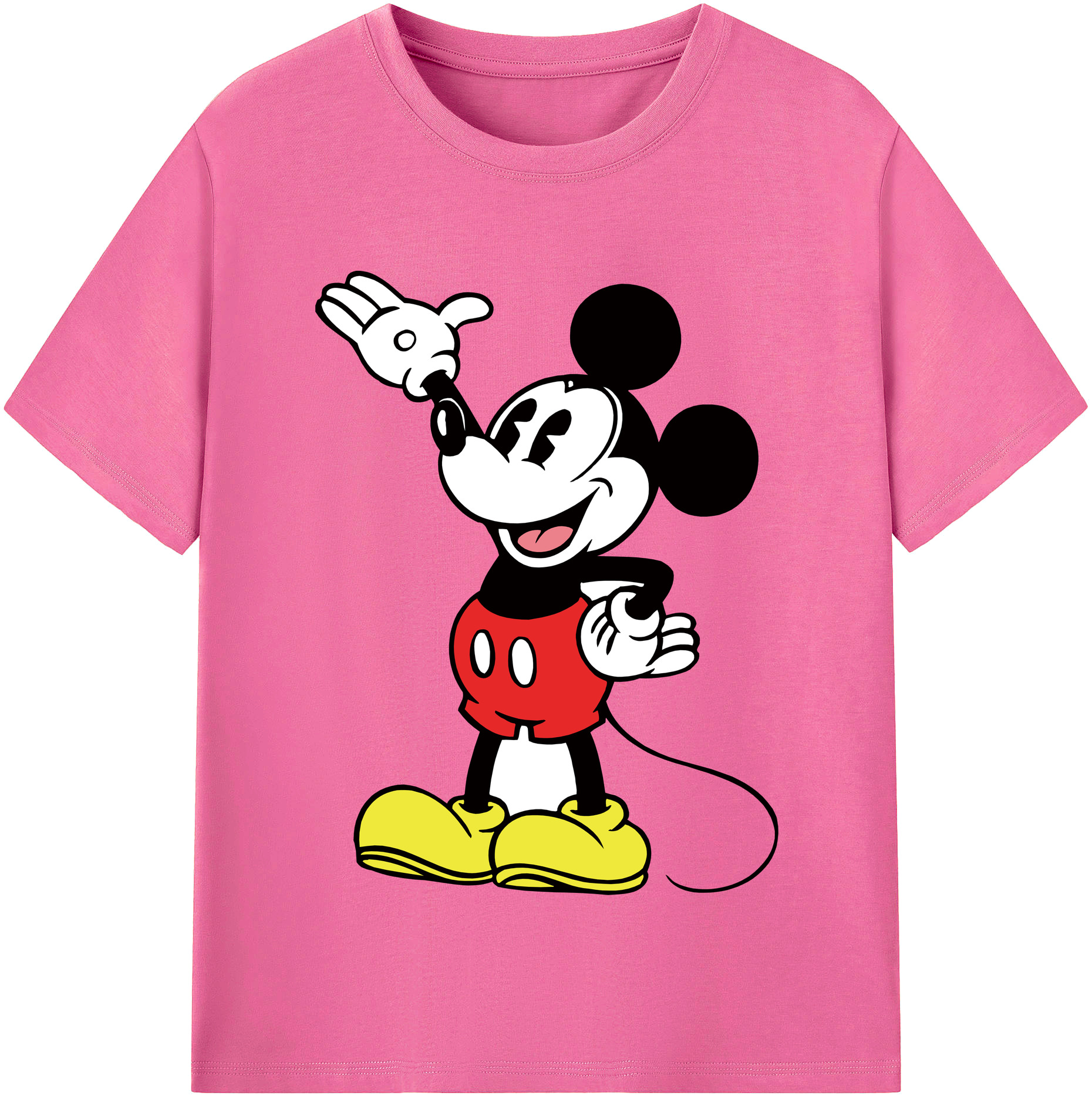 （画像用） ミッキーマウス Mickey Mouse レディースカジュアルプリントTシャツ（綿100％）